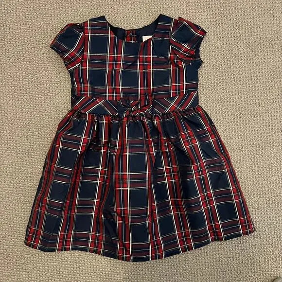Wonder Nation Girl's Blue Silver and Red Plaid Fancy Holiday Dress - - Picture 4 of 7